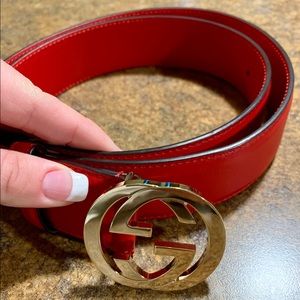 Authentic Gucci Leather Belt with Interlocking G